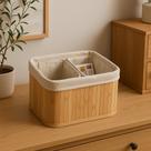 Kit Premium com 3 Cestos Organizadores em Bambu Resistentes, Naturais e Ideais para Organização de Casa, Banheiro, Quarto e Escritório Estilo Moderno