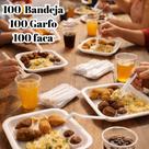 Kit Premium Descartável 100 Bandejas b2+ 100 Garfos + 100 Facas Reforçado