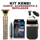Kit Premium Kemei Versátil: Barbeador Compacto e Aparador Ajustável