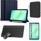 Kit Premium p/ Tab Galaxy A11 8.7" Case Azul Marinho + Película + Teclado ABNT2 + Pasta Organizadora