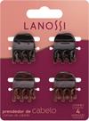 Kit Prendedor de Cabelo Pequeno Cappuccino Lanossi Beauty & Care 4 Unidades Marrom
