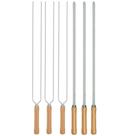 Kit Preparo Churrasco 6pcs Churrasqueira Espetos 65cm Simples e Duplo Cabo Madeira Mor