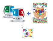 Kit presente Autistas Tolerância, Inclusão e Respeito +Chaveiro + Quebra-cabeça 16 peças
