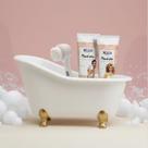 Kit presente banheira , gel de limpeza e creme esfoliante