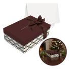 Kit Presente Caixa Peq 24x18cm Marrom Seda Fita Laço Marrom- Marrom-escuro