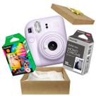 Kit Presente Câmera Instax Mini 12 com Filme Preto Branco + Filme Rainbow Lilás