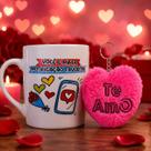 Kit Presente Dia dos Namorados: Caneca 'Notificação Preferida' + Chaveiro Coração Pelúcia