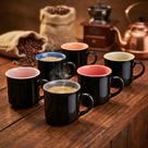 Kit Presente Jogo 6pçs Mini Canecas de Café Cerâmica Bicolor Mimo Style Black