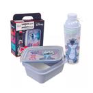 Kit Presente/Lanche Garrafa Vip 660ml Marmita Hermética c/ Compartimento 850ml Stitch - Plasútil