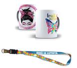Kit Presente Sou Irmã de Autista com Caneca + Chaveiro e Cordão Puzzle