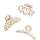Kit Presilhas Piranhas de Cabelo Pérolas Renda Francesa (3 Peças)
