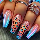 Kit Press On Nails, capa completa Curvlife com estampa de leopardo em cola