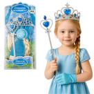 Kit Princesa Frozen 4 acessórios Trança Luva Coroa Varinha
