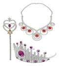 Kit Princesa Infantil Coroa Colar Bracelete Acessórios Fantasia Festa Criança Luxo