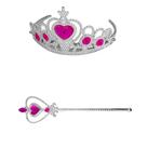 Kit Princesa Infantil Coroa e Varinha com Pedras Brilhantes