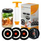 Kit Pro de Tampas para Fermentação 4 Tampas de Boca Larga com Airlocks e Bomba Kit Pro de Tampas para Fermentação 4 Tampas de Boca Larga com Airlocks e Bomba
