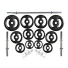 Kit Profissional 50 Kg de Anilhas + 2 Barras de 40cm + Barra de 160cm