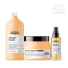 Kit profissional absolut repair loréal shampoo 1,5l + máscara 500g+serum 90ml