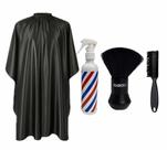 Kit Profissional De Corte Cetim Estampado Borrifador Espanador Grande Barbeiro Escovinha Limpeza
