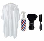 Kit Profissional De Corte Cetim Estampado Borrifador Espanador Grande Barbeiro Escovinha Limpeza