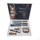 Kit Profissional De Facas Conjunto Completo Para Churrasco Com 8 Peças Antiaderente Fio De Navalha