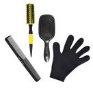 Kit profissional escovas termicas pente carbono luva termica Kit profissional escovas termicas pente carbono luva termica