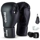 Kit Profissional Fheras Luva Tradicional Bandagem e Bucal Boxe Muay Thai Luta Cor:PretoTamanho:10 Oz