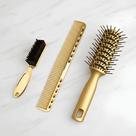 Kit Profissional para Barbeiro Escova de Cabelo Pompadora + Pente de Corte Metálico + Escovinha de Disfarce e Limpeza Do