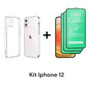 Kit Proteção 1UN Capa Anti Impacto Capinha Para Iphone 12 + 3UN Películas De Cerâmica 9D