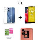 Kit Proteção Capa Transparente Para Moto G24 + Película Câmera + Película De Cerâmica Fosca 9D Flexível