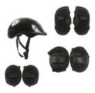 Kit Proteção Capacete Joelheiras Cotoveleiras Preto Dmtoys