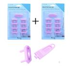 Kit Proteção com 16 Protetores para Tomada com Chave - Rosa
