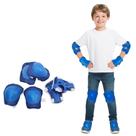 Kit Proteção Infantil Skate Bike Patins Joelheira Cotoveleira Pulso Esportes Radicais Kids Azul