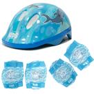 Kit Proteção Infantil Tubarão Capacete (52-56cm) com Joelheira e Cotoveleira Azul