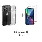 Kit Proteção Para Iphone 13 PRO 1UN Capa Capinha Transparente + 2UN Películas 3D De Vidro Kit Proteção Para Iphone 13 PRO 1UN Capa Capinha Transparente + 2UN Películas 3D De Vidro