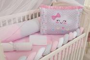 Kit Protetor Berço Americano 10 Peças Gota De Amor Rosa