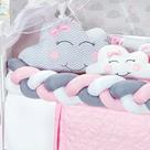 Kit Protetor Berço Trança Chuva De Amor Menina 12 Peças