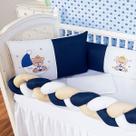 Kit Protetor Berço Trança Completo 6 peças Ursinho Lua Principe Vários Modelos