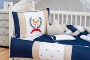 Kit Protetor Berço Trançado Urso Marinheiro New Menino 11 peças com saia de berço