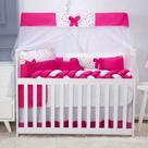 Kit Protetor De Berço Americano Menino e Menina 11 Peças Com Trança e Mosquiteiro-81
