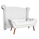 Kit Provença Cabeceira De Cama Box e Calçadeira Baú Casal Queen 160 cm Veludo Branco Sj Móveis e Decoração