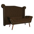 Kit Provença Cabeceira De Cama Box e Calçadeira Baú Casal Queen 160 cm Veludo Marrom Sj Móveis e Decoração