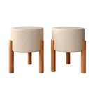 Kit Puff Banqueta Sala luxo Redondo Thor 2 Unidades