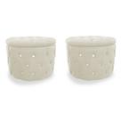 Kit Puff Redondo Classico Capitonê Suede Bege - DS Estofados
