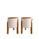 Kit Puff Redondo Couro Decorativo Bege