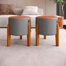 Kit Puff Redondo Couro Decorativo Cinza Kit Puff Redondo Couro Decorativo Cinza