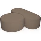 Kit Puff Redondo Lola e Puff Recamier Orgânico Orbit W01 Bouclê Bege - Lyam Decor