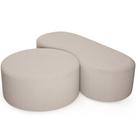 Kit Puff Redondo Lola e Puff Recamier Orgânico Orbit W01 Bouclê Creme - Lyam Decor