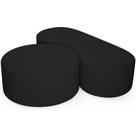 Kit Puff Redondo Lola e Puff Recamier Orgânico Orbit W01 Bouclê Preto - Lyam Decor