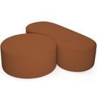 Kit Puff Redondo Lola e Puff Recamier Orgânico Orbit W01 Bouclê Terracota - Lyam Decor